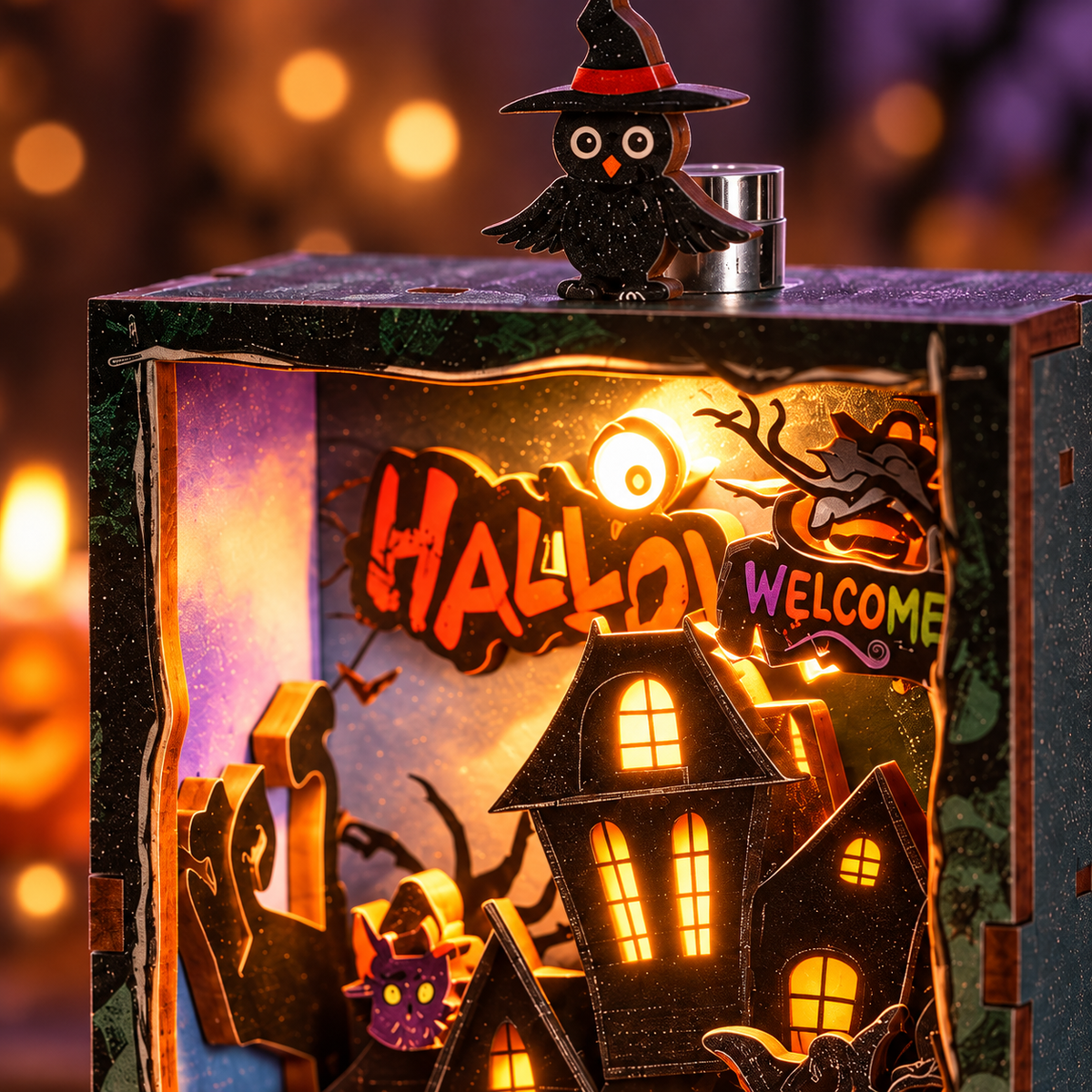 Witchy Night Frame DIY Miniature Model Kit