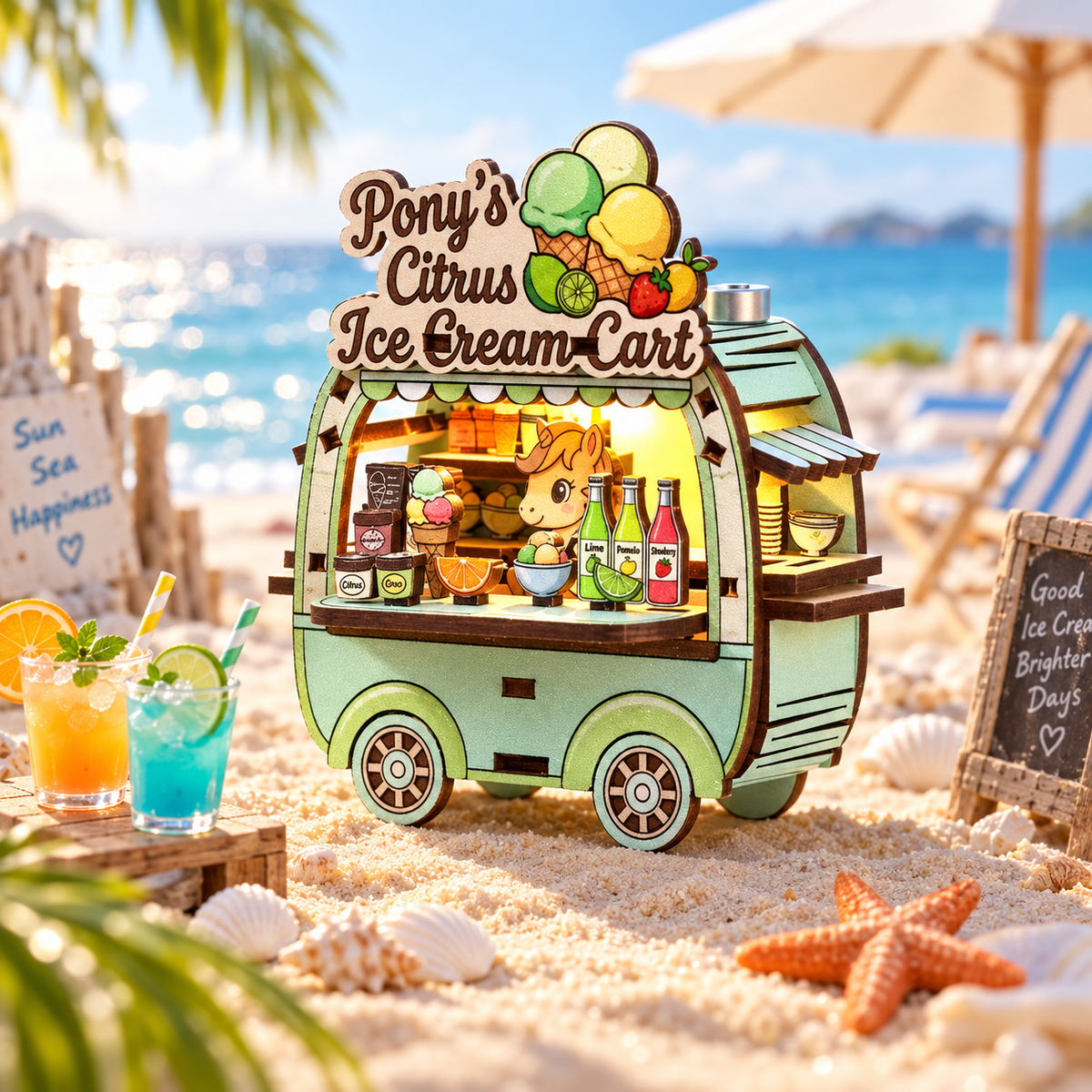 Pony's Citrus Ice Cream Cart DIY Miniature Model Kit