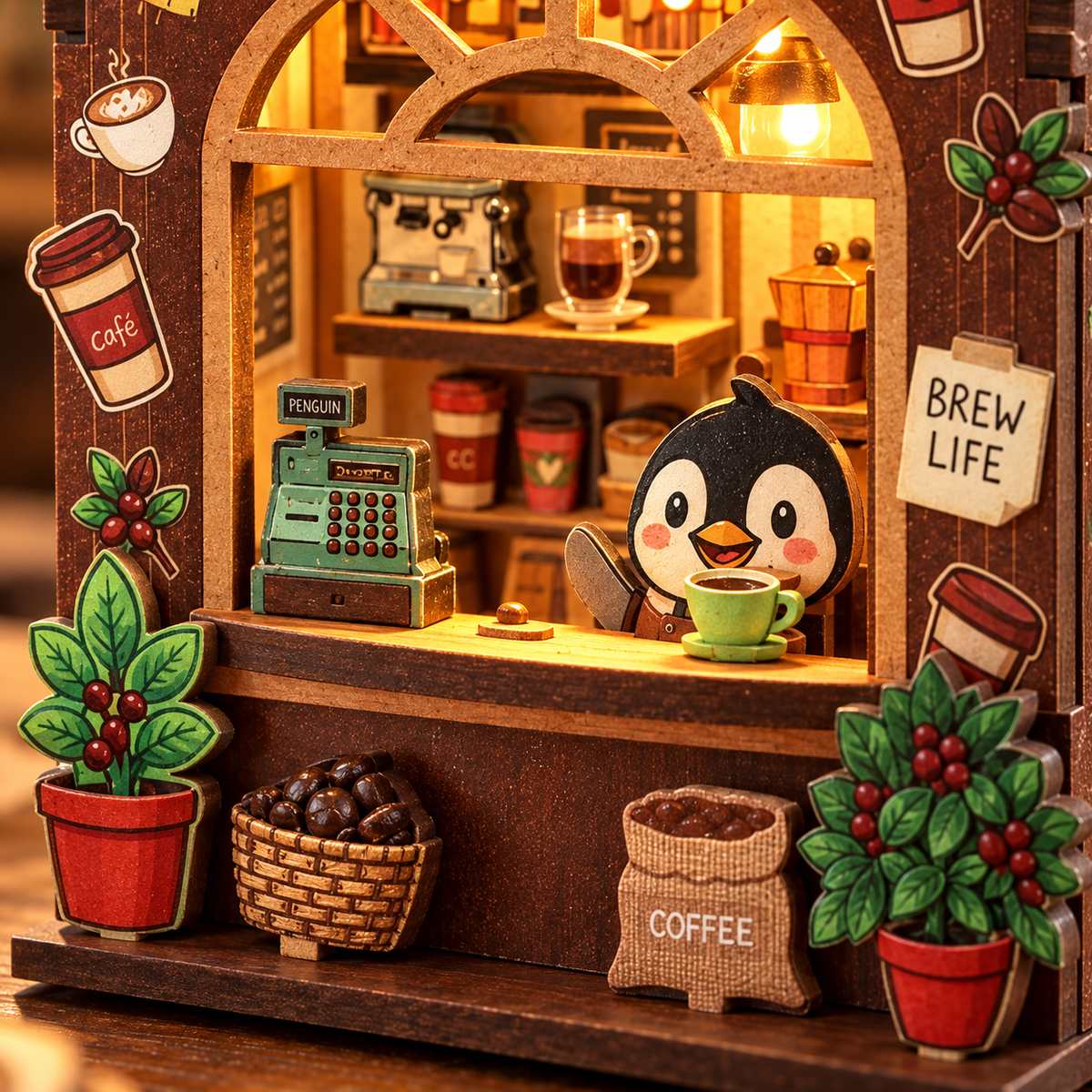 Penguin Café DIY Miniature Model Kit