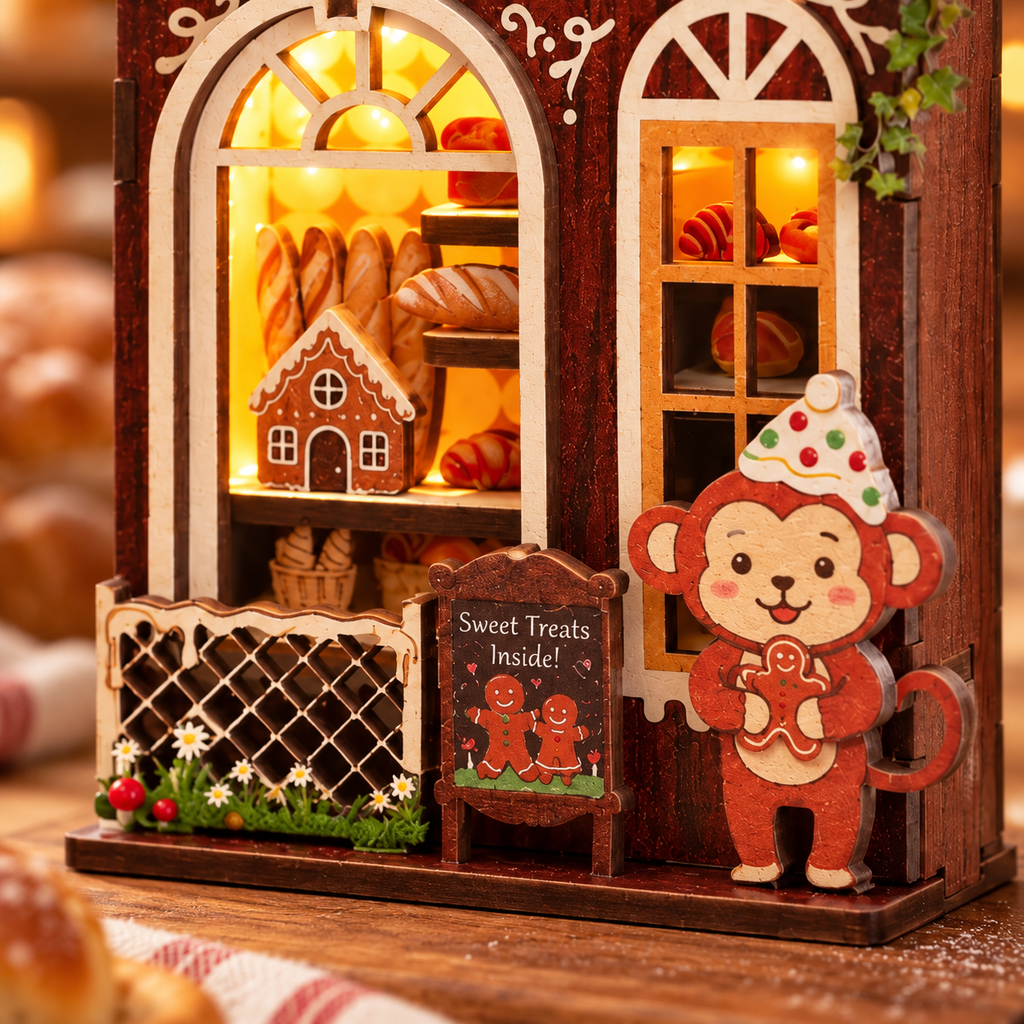 Gingerbread Monkey Bakery DIY Miniature Model Kit