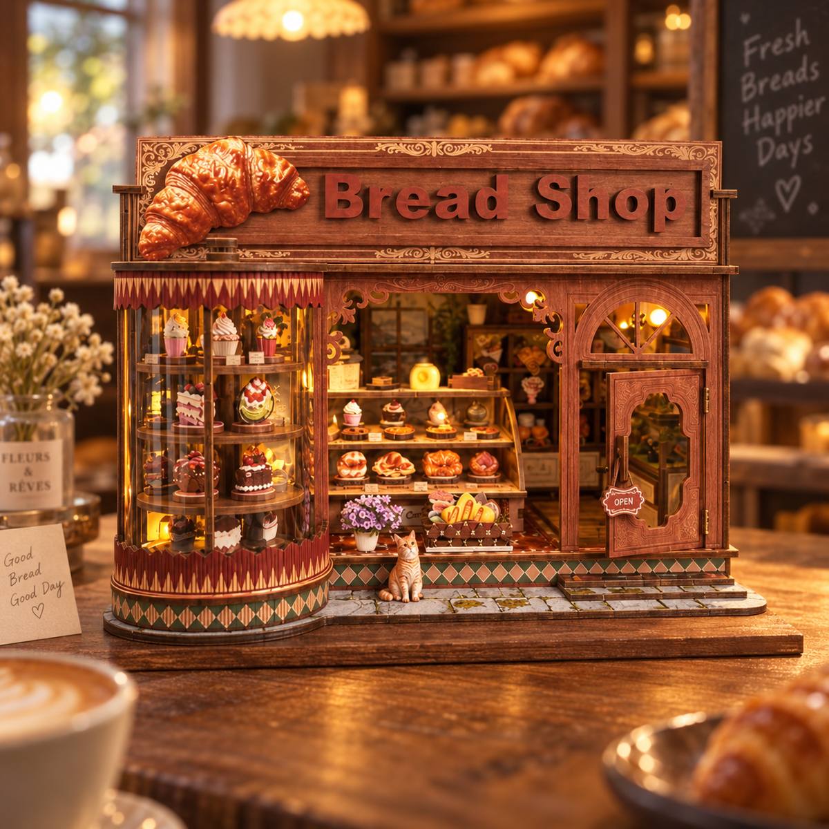 Corner Croissant Bread Shop DIY Miniature Model Kit