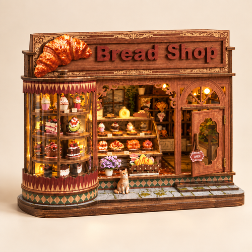 Corner Croissant Bread Shop DIY Miniature Model Kit
