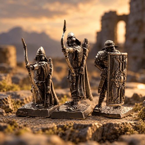 Archers & Shield Warrior – Set of 3 White Brass Miniatures