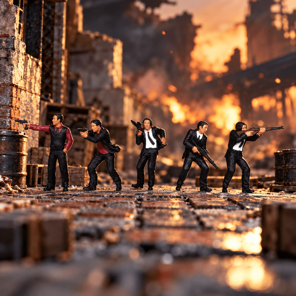Armed Men in Suits – 1/64 Scale Set of 5 Miniature Figures