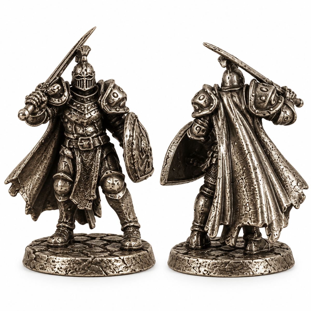 Armoured Fantasy Warriors – Set of 11 White Brass Miniatures