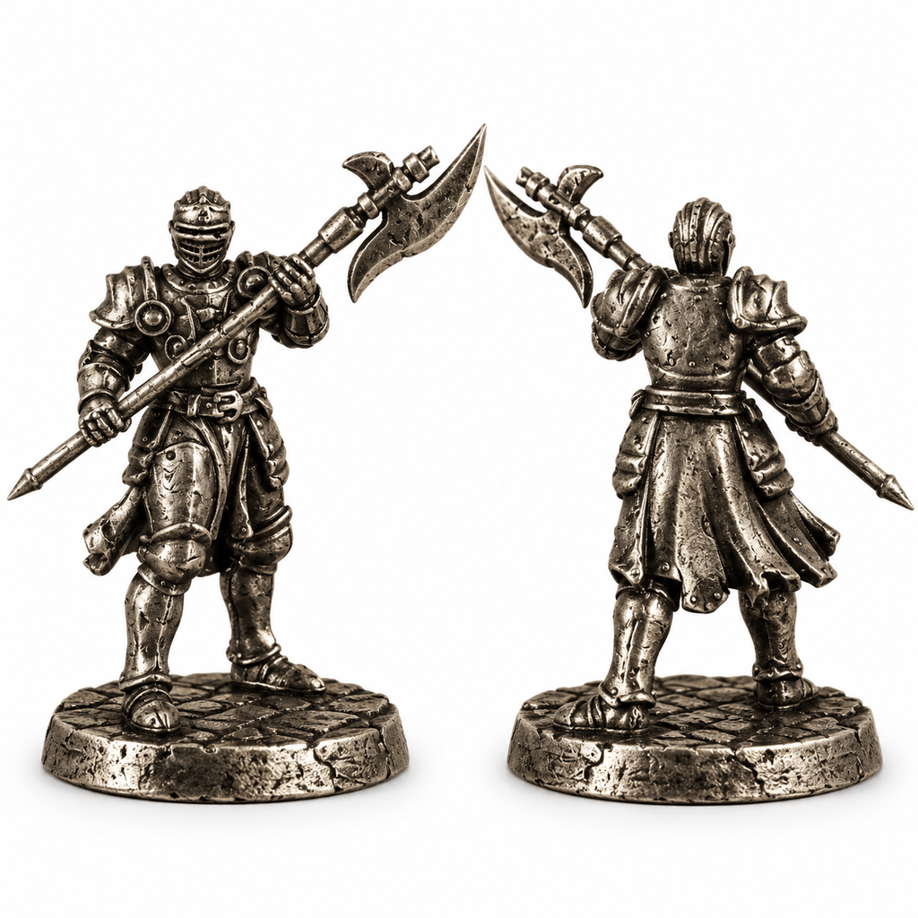Armoured Fantasy Warriors – Set of 11 White Brass Miniatures