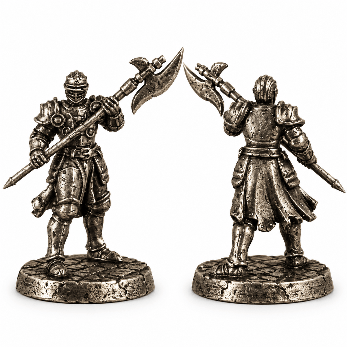 Armoured Fantasy Warriors – Set of 11 White Brass Miniatures