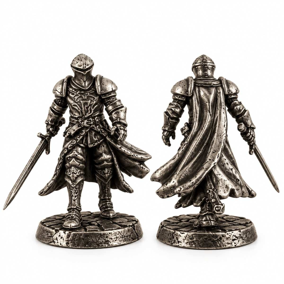 Armoured Fantasy Warriors – Set of 11 White Brass Miniatures