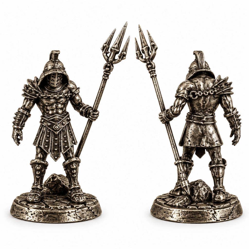 Armoured Fantasy Warriors – Set of 11 White Brass Miniatures