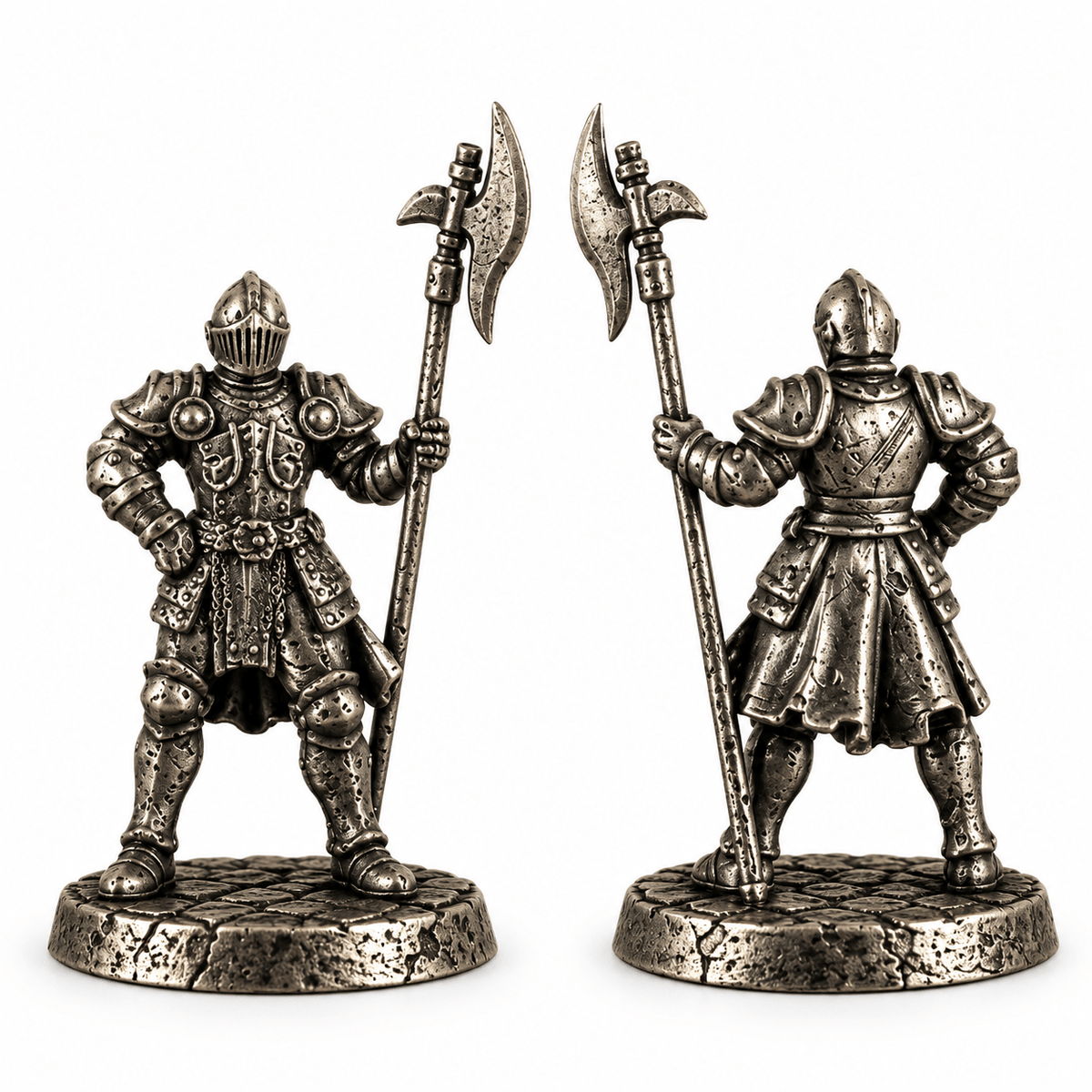 Armoured Fantasy Warriors – Set of 11 White Brass Miniatures