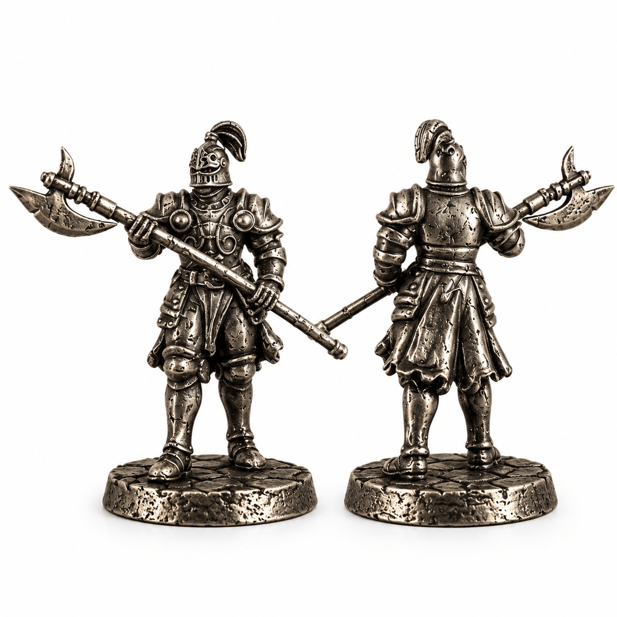 Armoured Fantasy Warriors – Set of 11 White Brass Miniatures