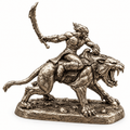 Barbarian Beast Rider with Sword – White Brass Miniature