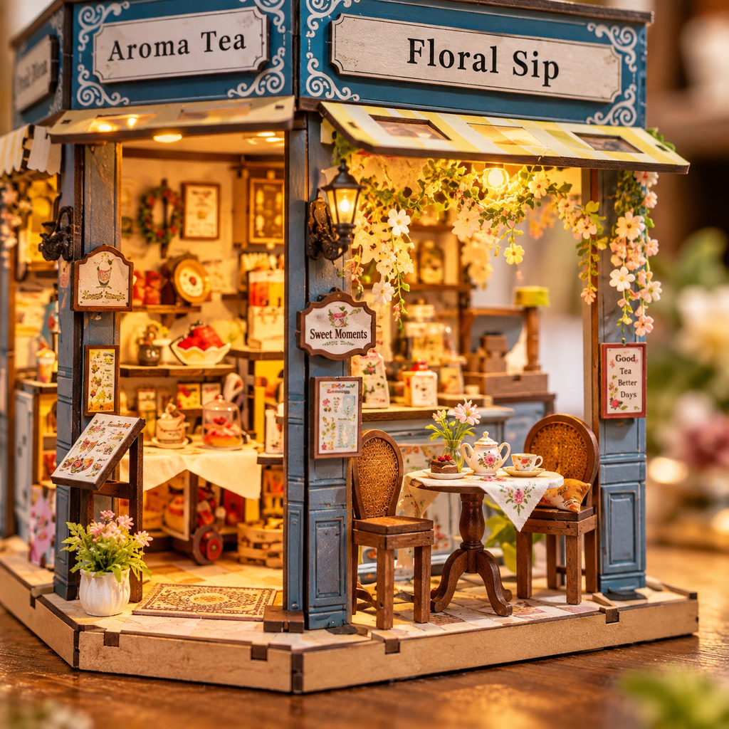 Blues Flower Lane Teahouse DIY Miniature Model Kit