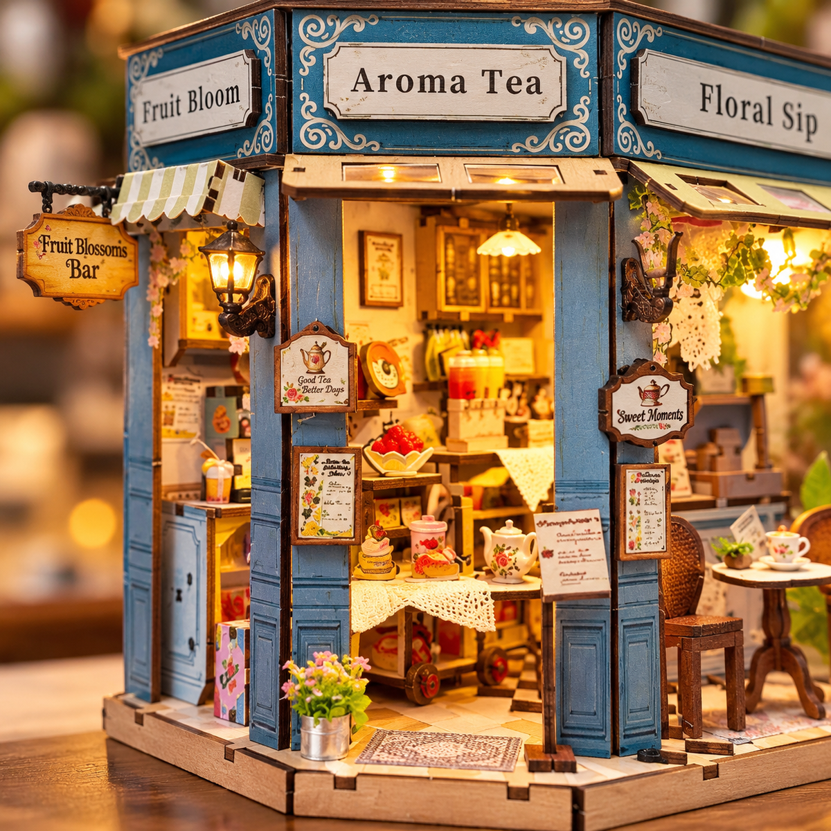 Blues Flower Lane Teahouse DIY Miniature Model Kit