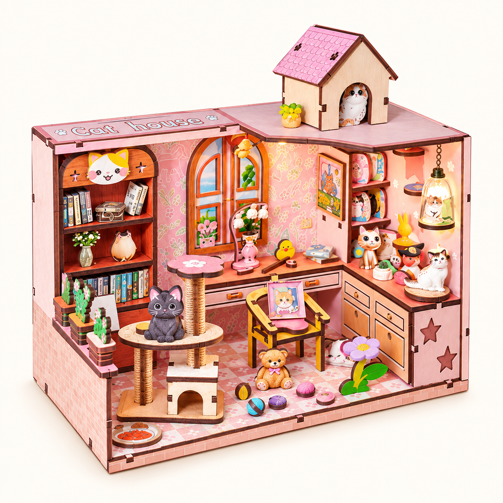 Cat's Cozy Cottage DIY Miniature Model Kit