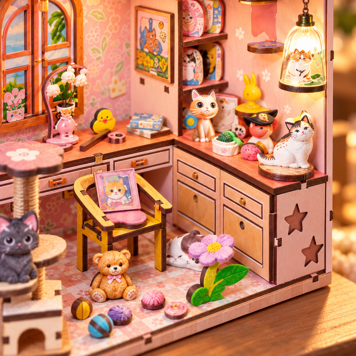 Cat's Cozy Cottage DIY Miniature Model Kit
