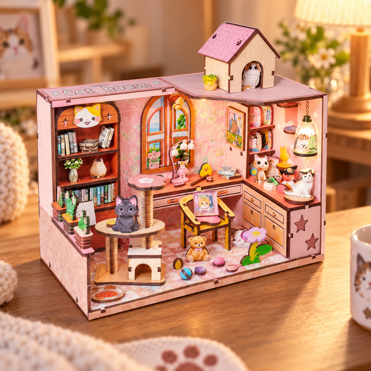 Cat's Cozy Cottage DIY Miniature Model Kit