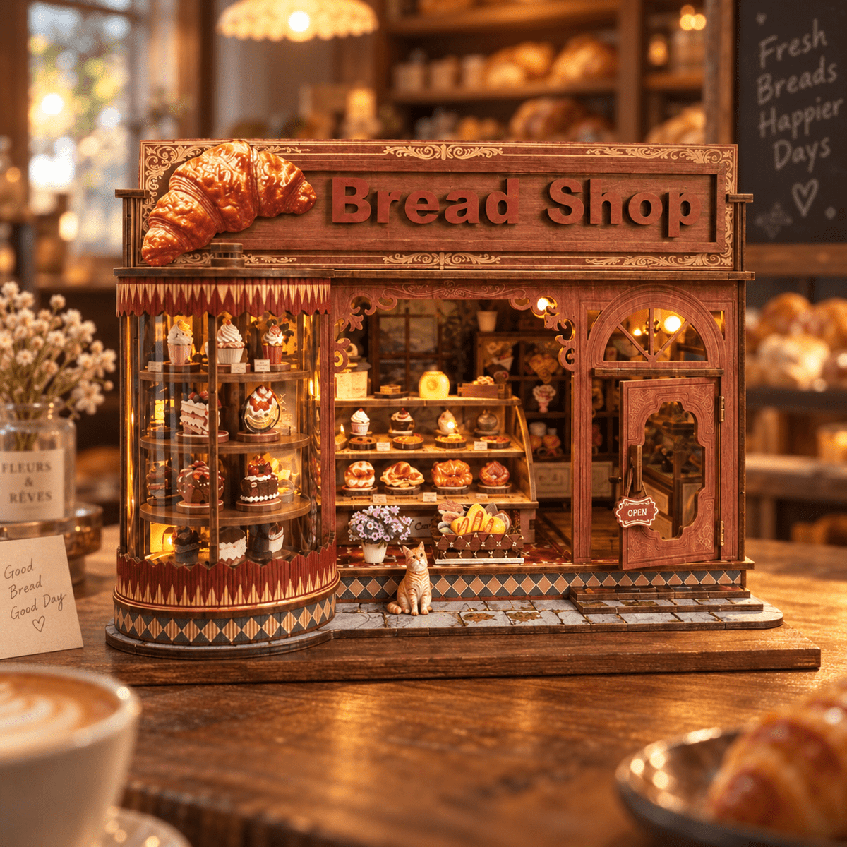Corner Croissant Bread Shop DIY Miniature Model Kit