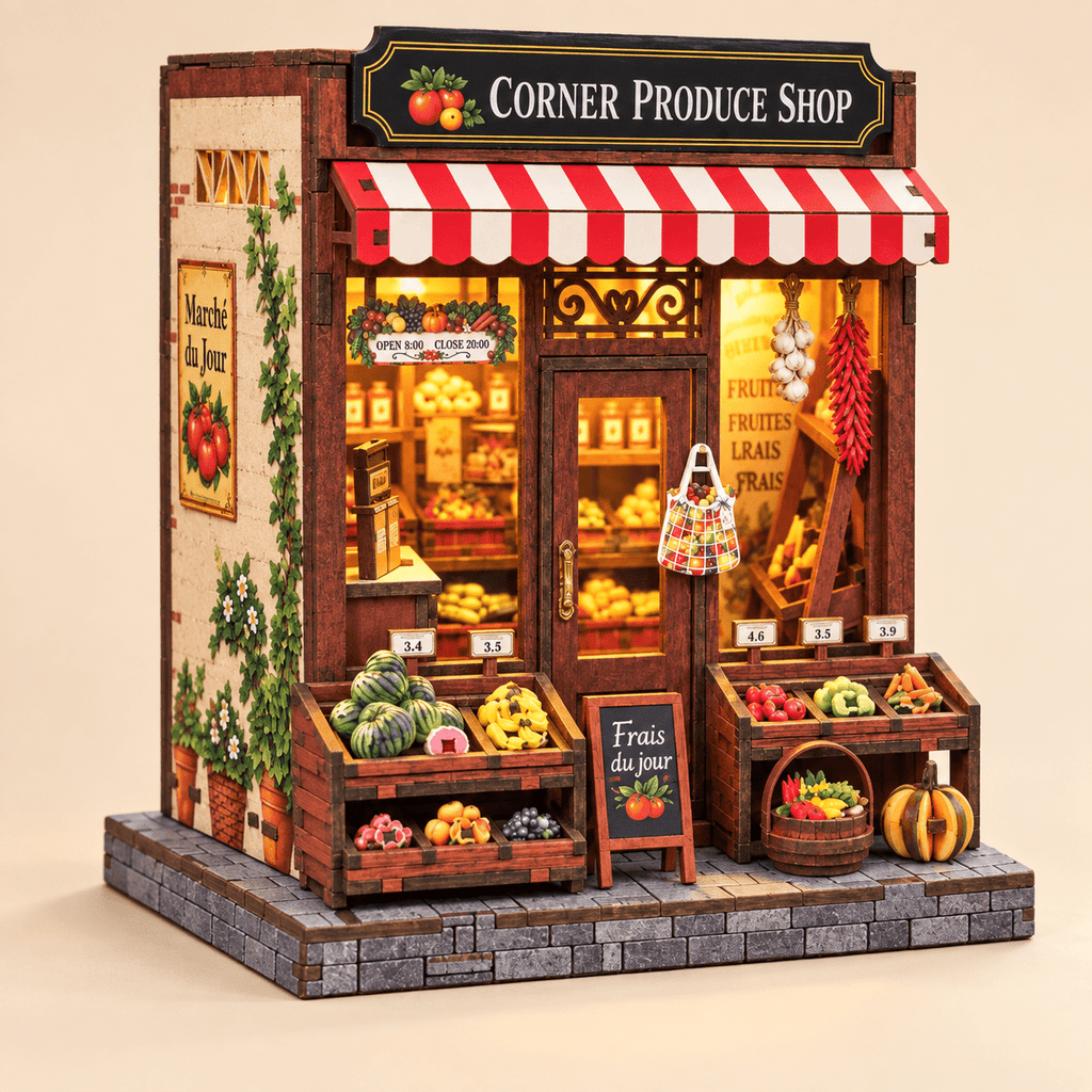 Corner Produce Shop DIY Miniature Model Kit - Little Relic Studio