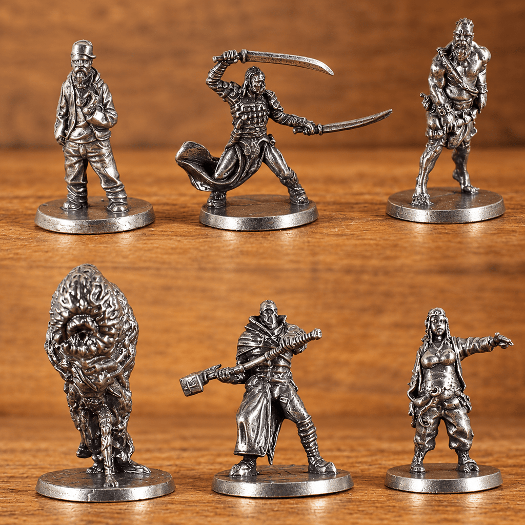Dark Fantasy Adventurers & Monsters – Set of 6 White Brass Miniatures
