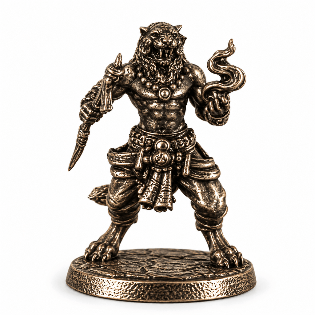Fantasy Beast Warriors – Set of 4 White Brass Miniatures