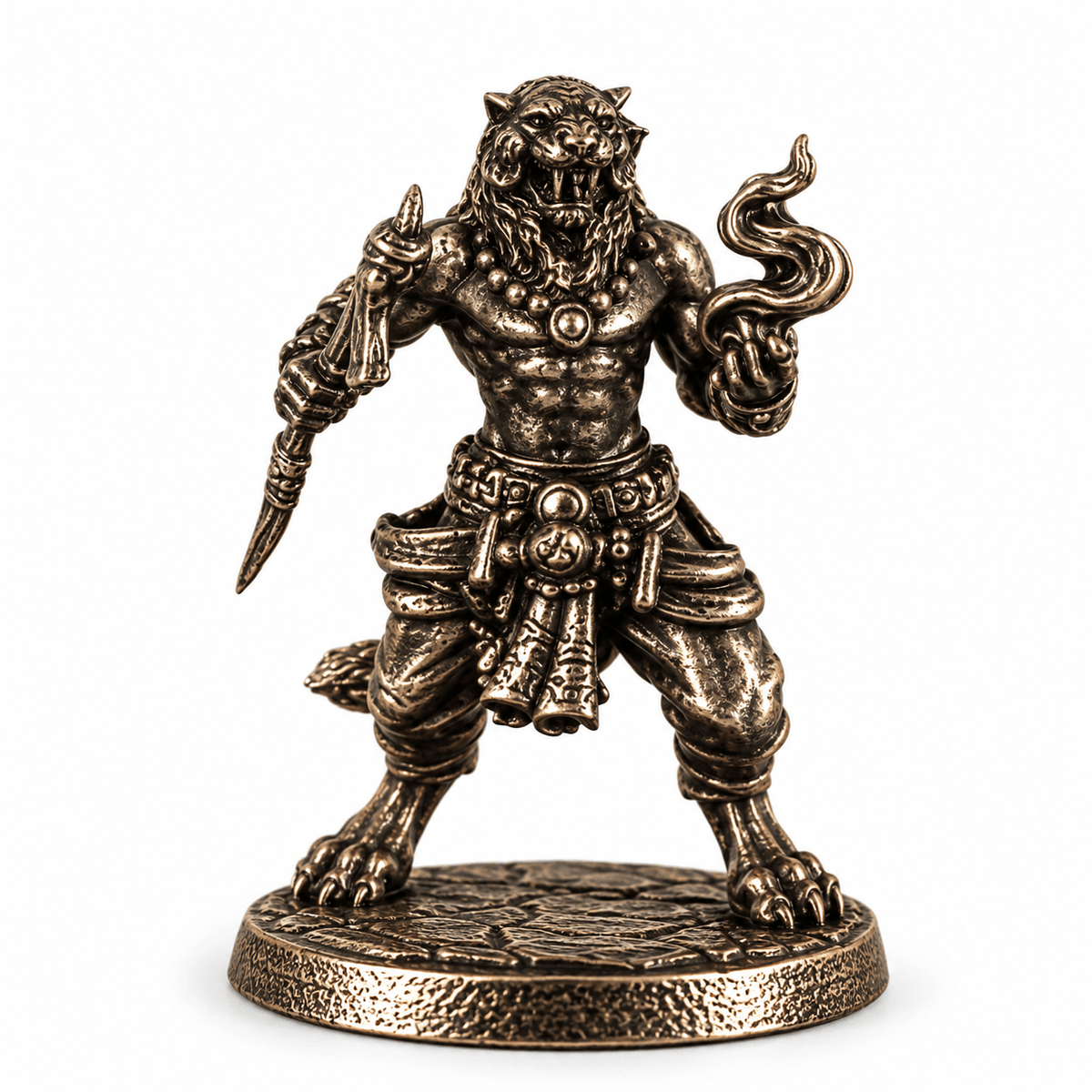 Fantasy Beast Warriors – Set of 4 White Brass Miniatures