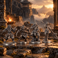 Fantasy Beast Warriors – Set of 4 White Brass Miniatures
