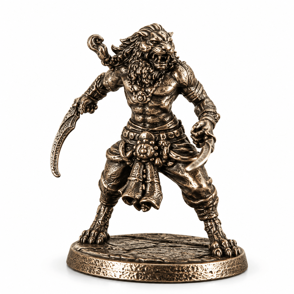 Fantasy Beast Warriors – Set of 4 White Brass Miniatures