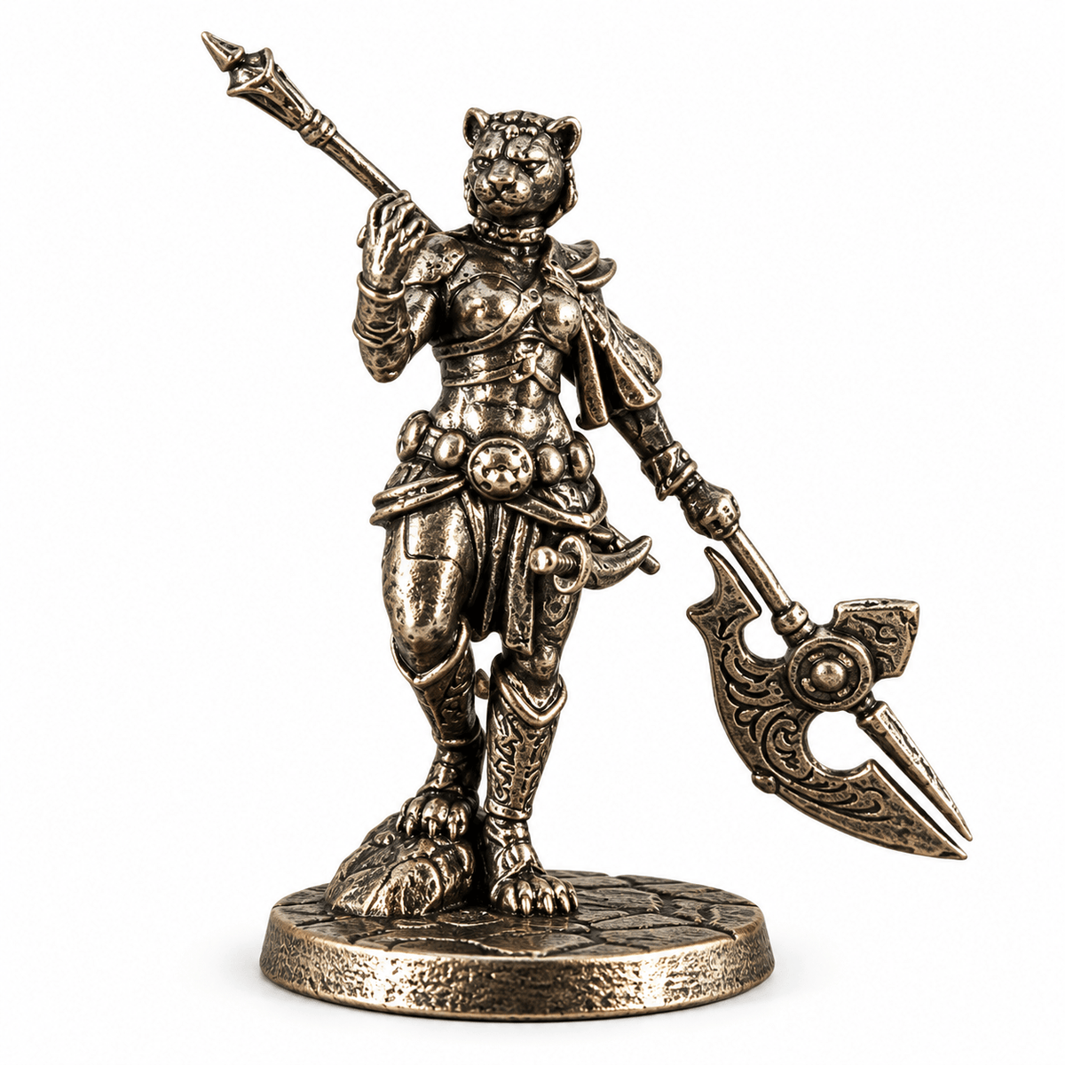 Fantasy Beast Warriors – Set of 4 White Brass Miniatures