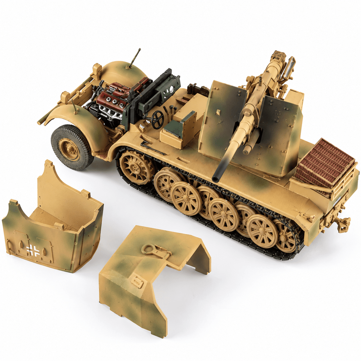 German Sd.Kfz. 8 DB9 Half-Track with Gun – 1/72 Scale Desert Camouflage Model