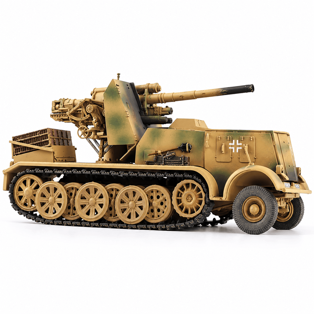 German Sd.Kfz. 8 DB9 Half-Track with Gun – 1/72 Scale Desert Camouflage Model