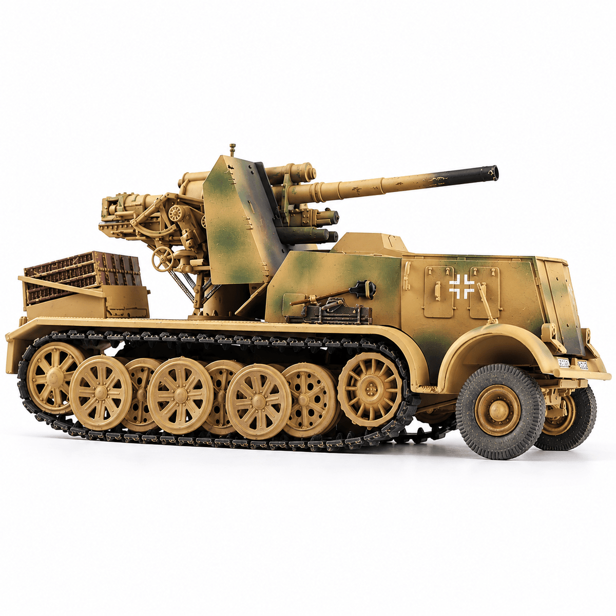 German Sd.Kfz. 8 DB9 Half-Track with Gun – 1/72 Scale Desert Camouflage Model