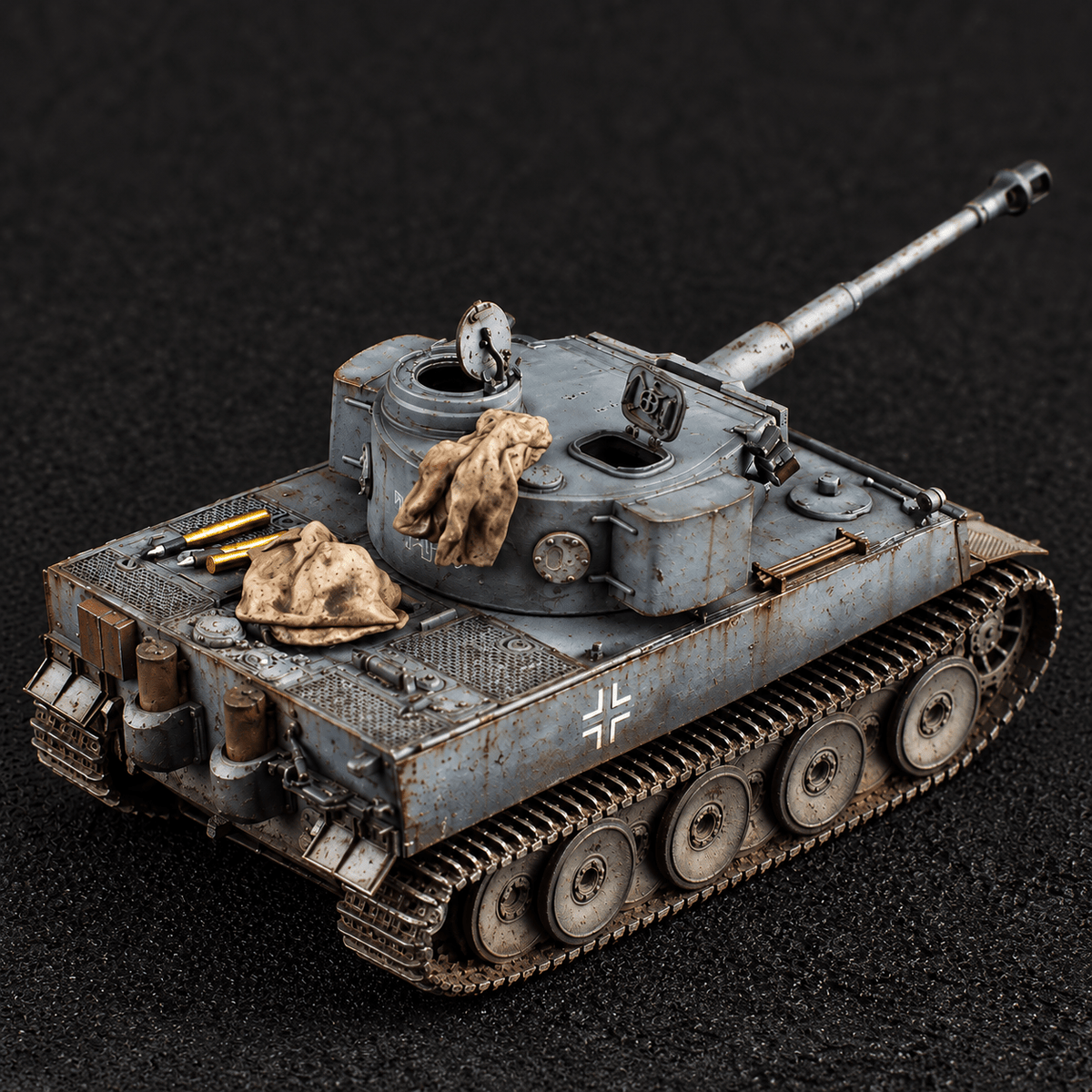 German Tiger I No. 100 – 1/72 Scale Very Early Production Grey Finished Model