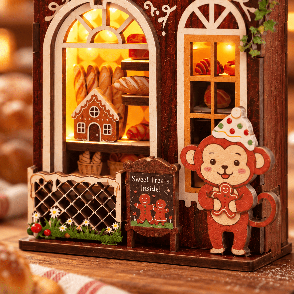 Gingerbread Monkey Bakery DIY Miniature Model Kit