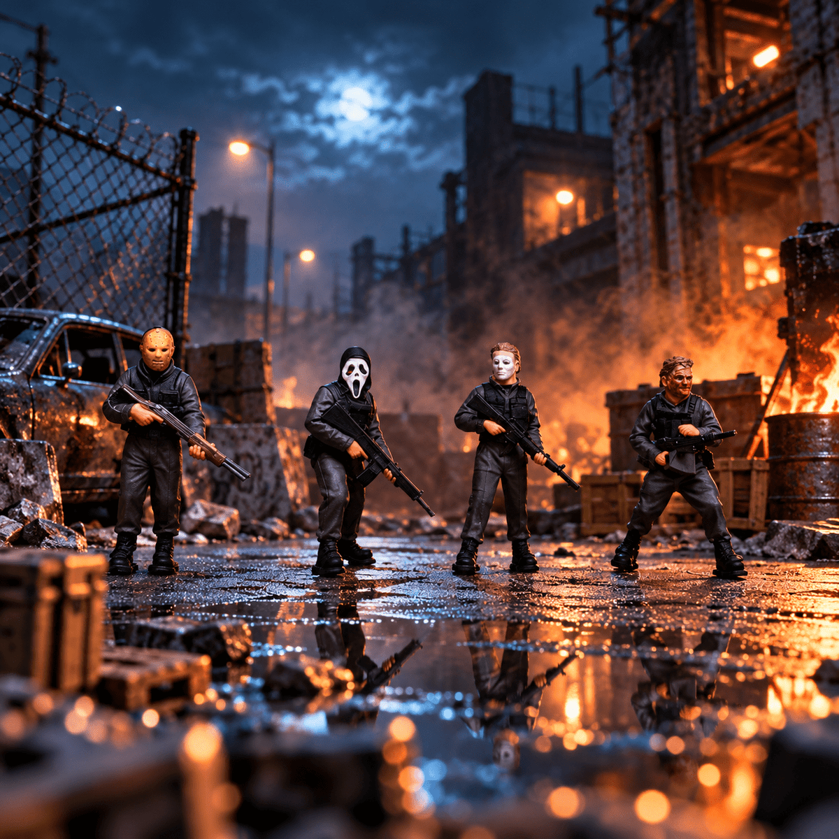 Horror-Masked Gunmen – 1/64 Scale Set of 4 Miniature Figures