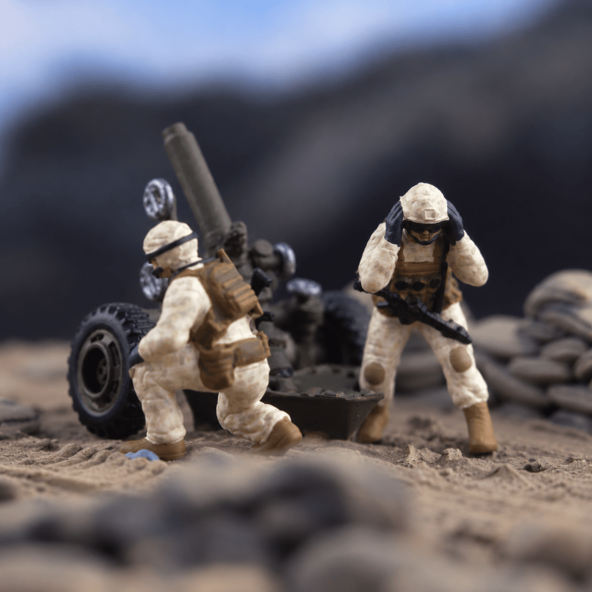 Modern US Mortar Team with Mortar – 1/72 Scale Painted Resin Set