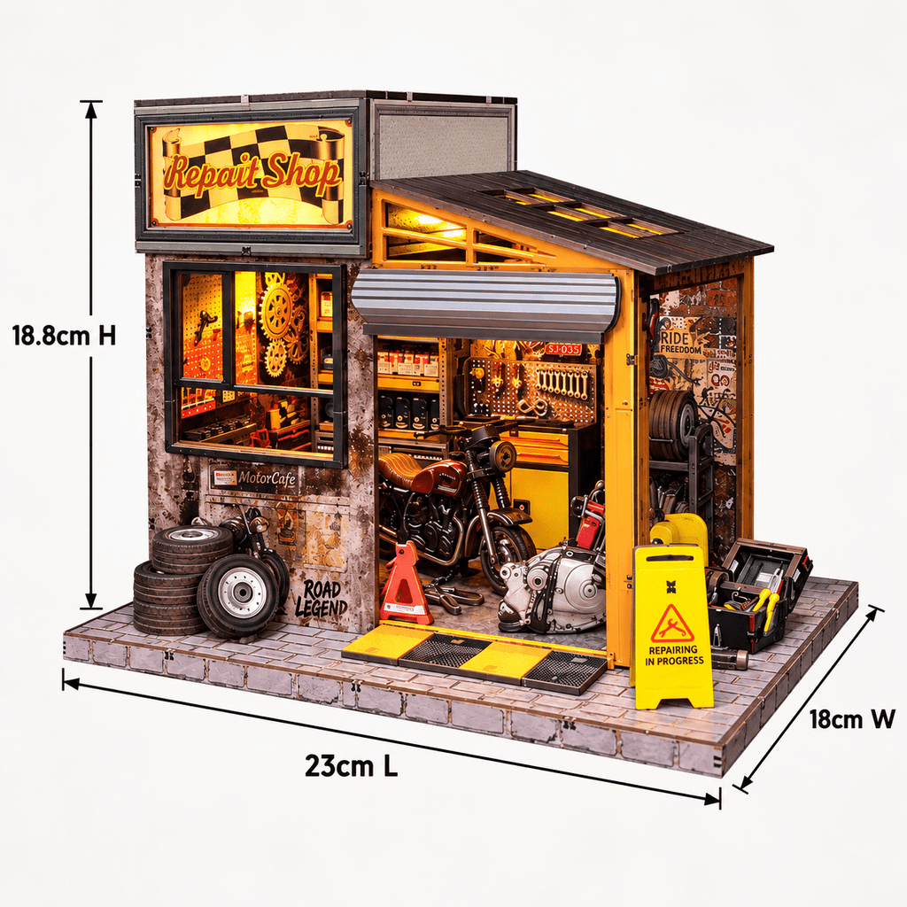 Motorcycle Repair Shop DIY Miniature Model Kit