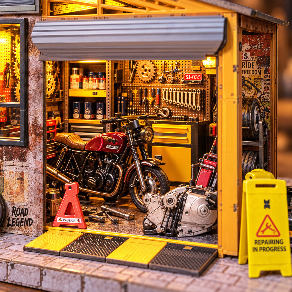 Motorcycle Repair Shop DIY Miniature Model Kit