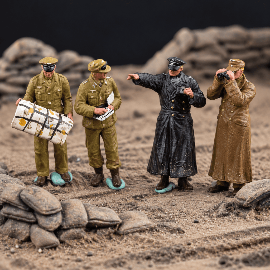 North Africa Officers & Staff – 1/72 Scale Set of 4 Painted Resin Figures