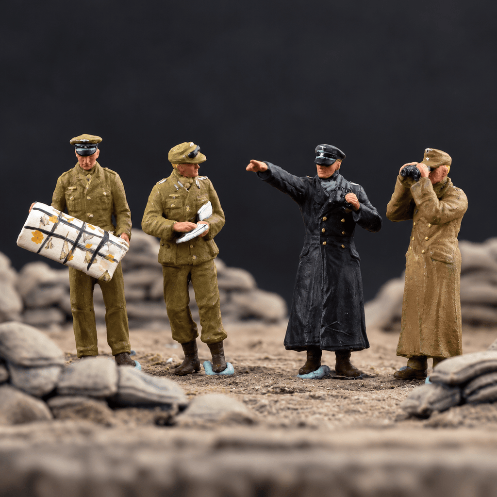 North Africa Officers & Staff – 1/72 Scale Set of 4 Painted Resin Figures
