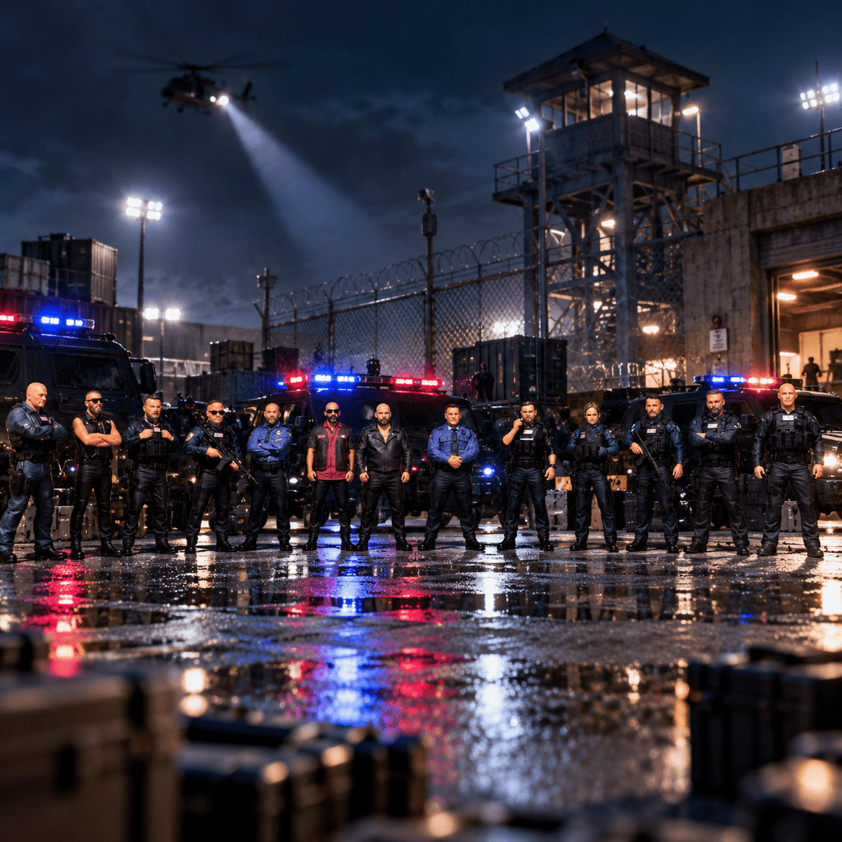 Police Officers – 1/64 Scale Set of 13 Miniature Figures