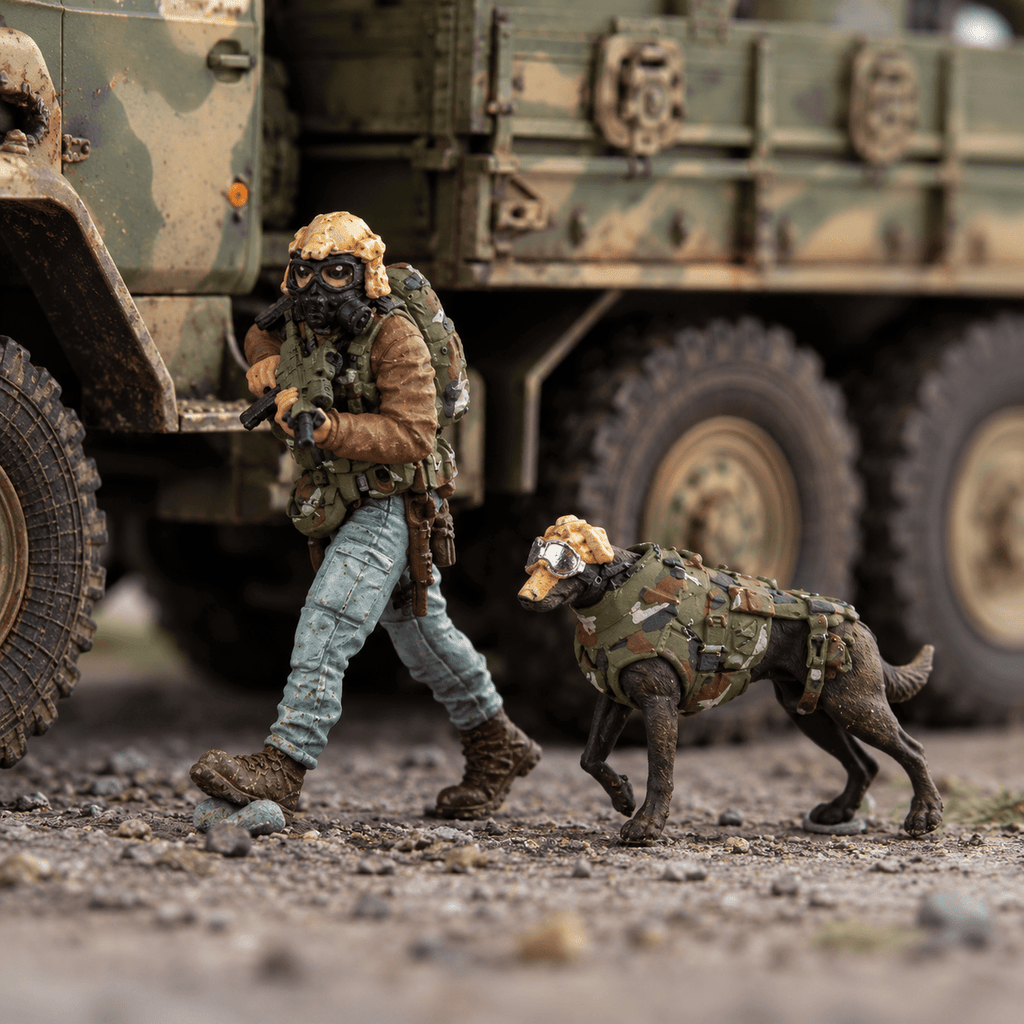 Quick Reaction Soldier with Dog – 1/72 Scale Painted Resin Miniature Set