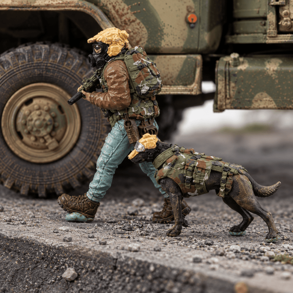 Quick Reaction Soldier with Dog – 1/72 Scale Painted Resin Miniature Set