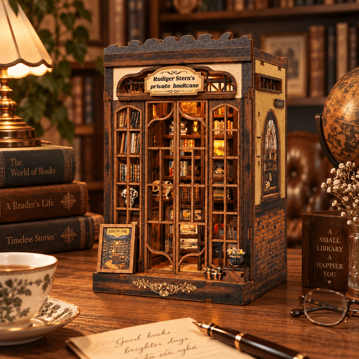 Rudiger Stern's Private Bookcase DIY Miniature Book Nook Kit - Little Relic Studio