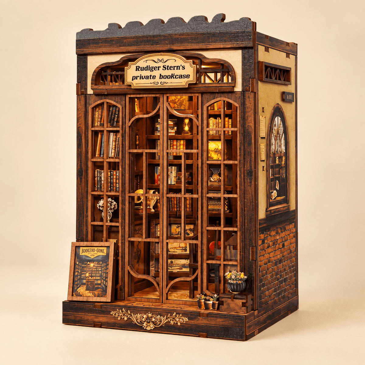 Rudiger Stern's Private Bookcase DIY Miniature Book Nook Kit - Little Relic Studio