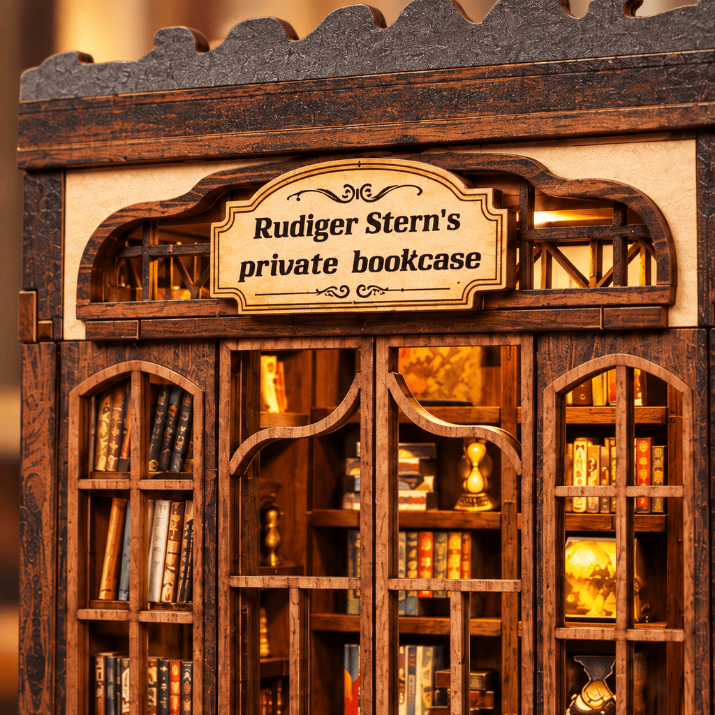 Rudiger Stern's Private Bookcase DIY Miniature Book Nook Kit - Little Relic Studio