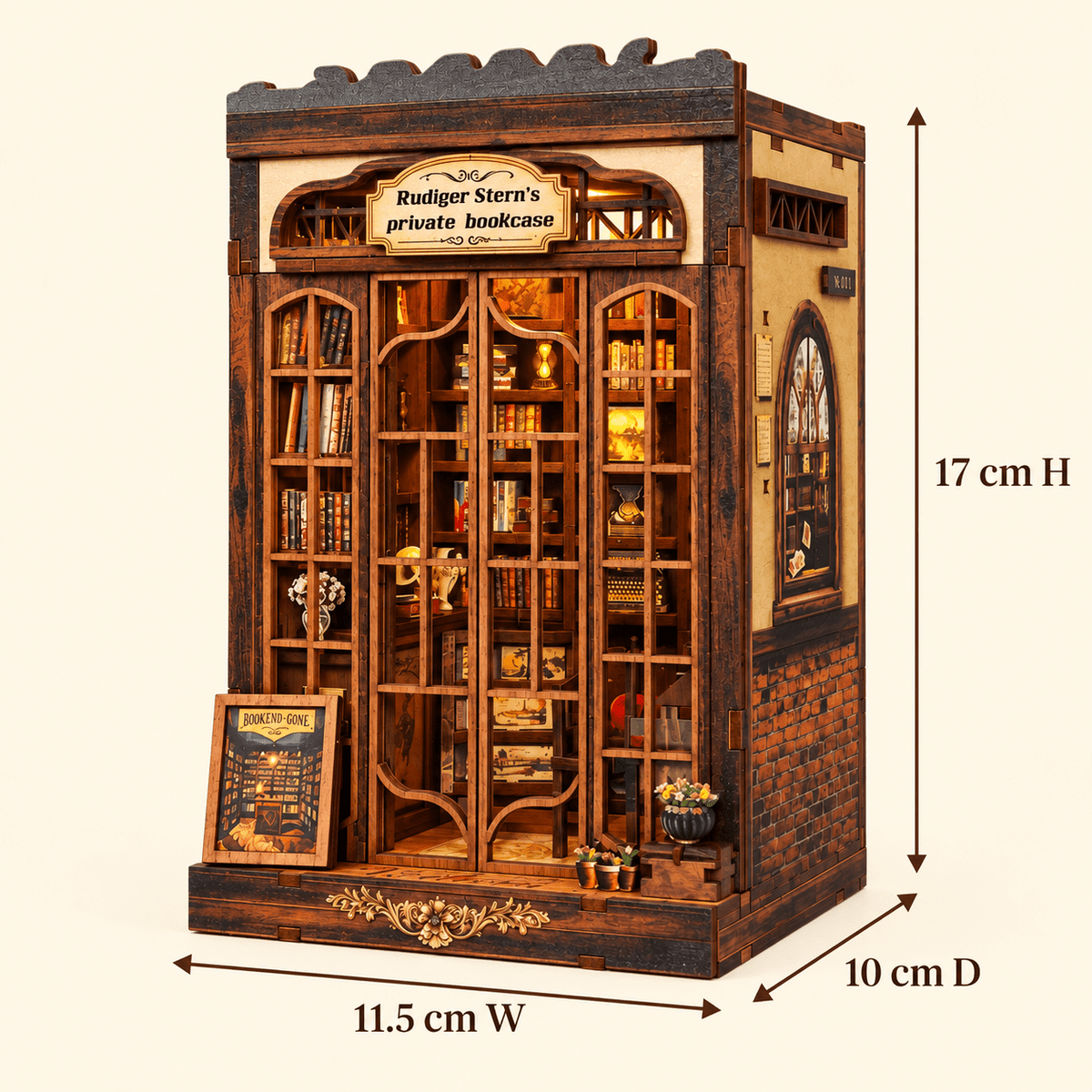 Rudiger Stern's Private Bookcase DIY Miniature Book Nook Kit - Little Relic Studio