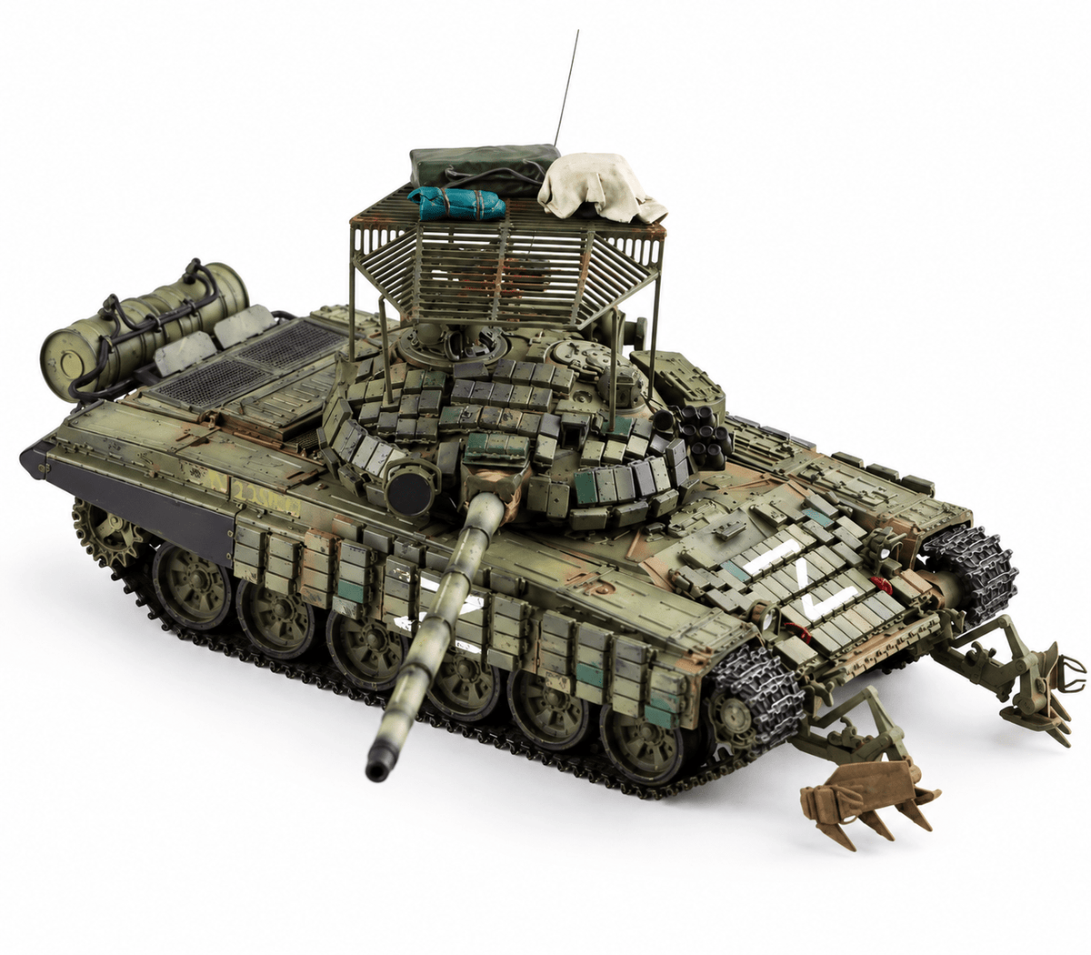 Russian T-72B1 Tank with Mine Plough – 1/72 Scale Finished Model