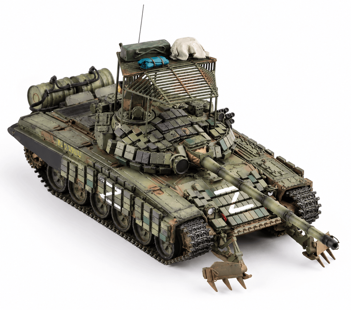 Russian T-72B1 Tank with Mine Plough – 1/72 Scale Finished Model