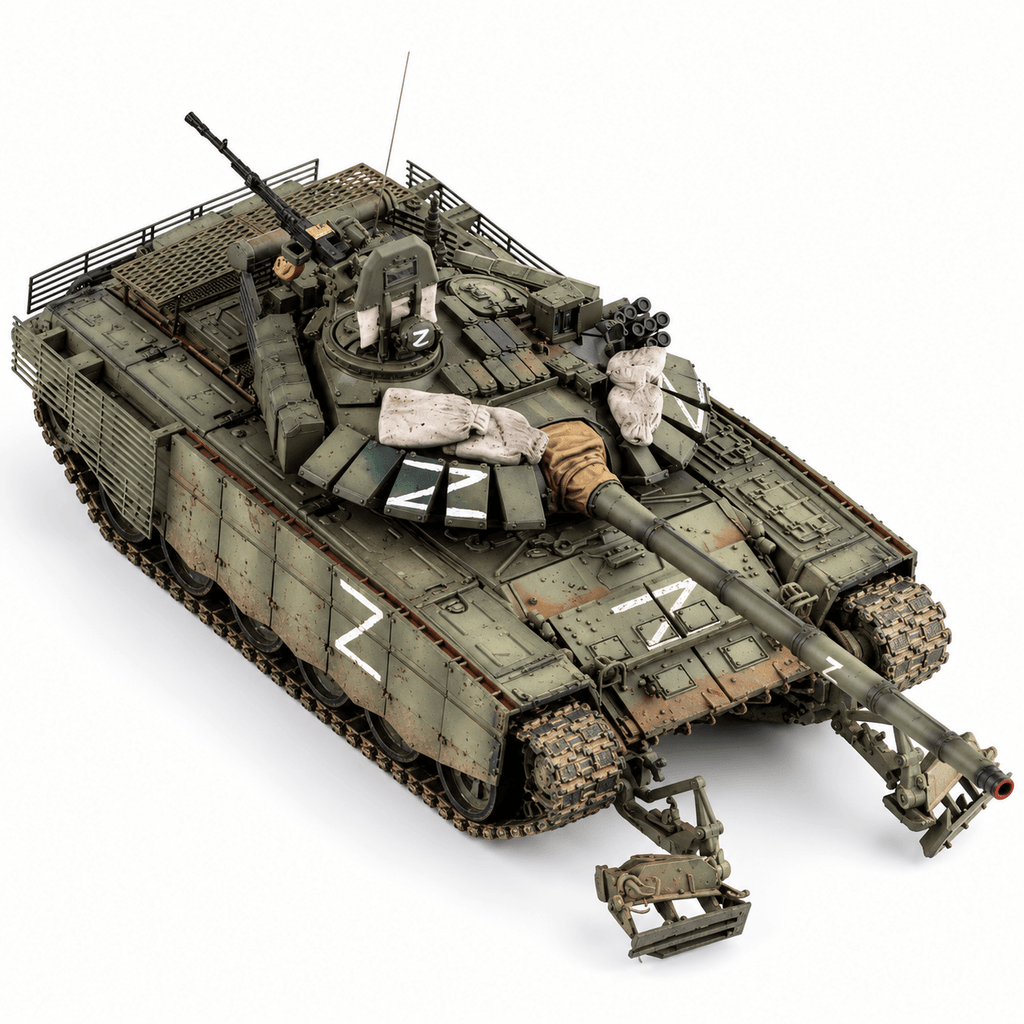 Russian T-72B3M Tank with Turret Roof Screen – 1/72 Scale Finished Model